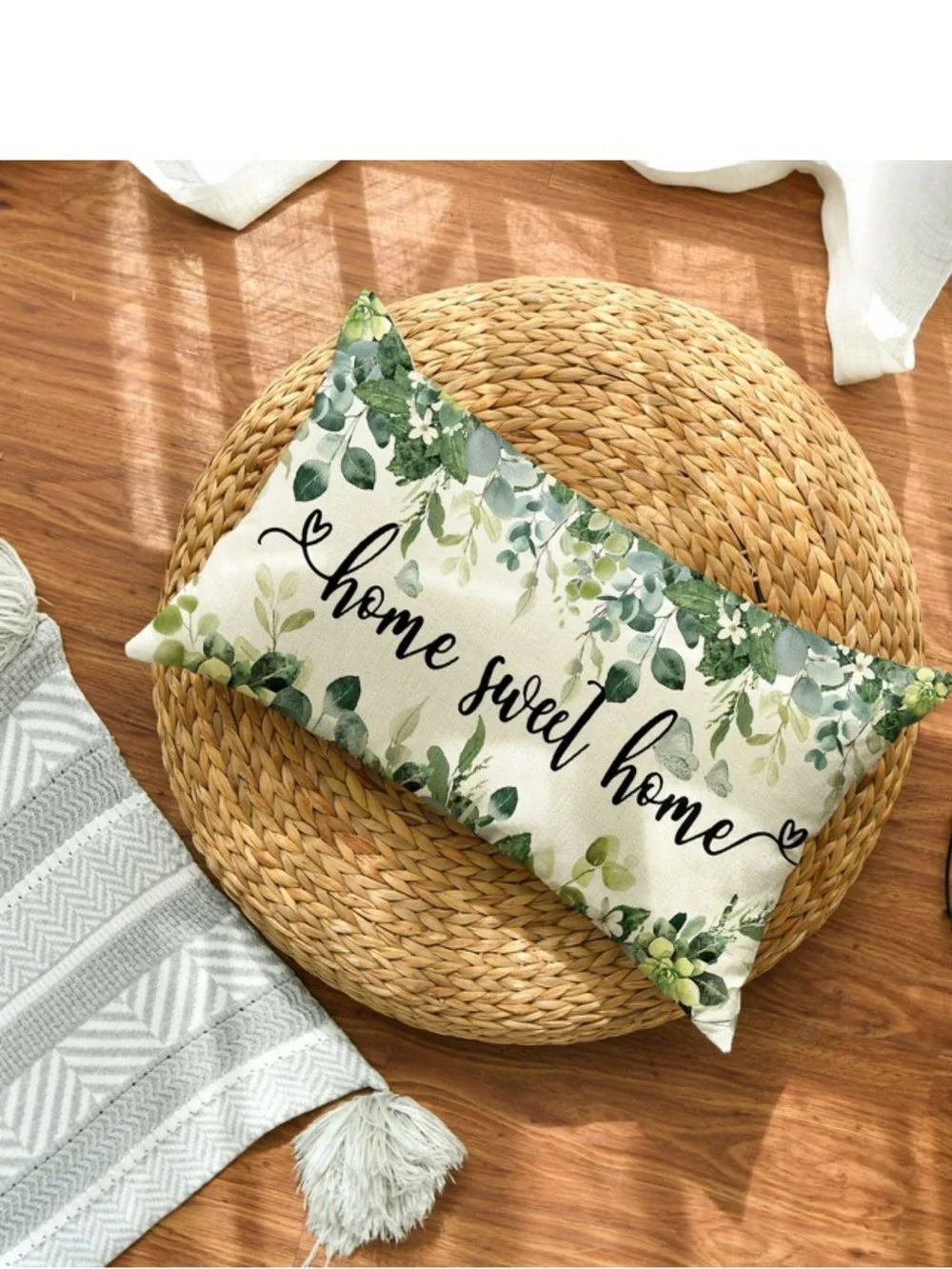 Home Sweet Home Green Botanical Decorative Pillow Covers- Unbranded